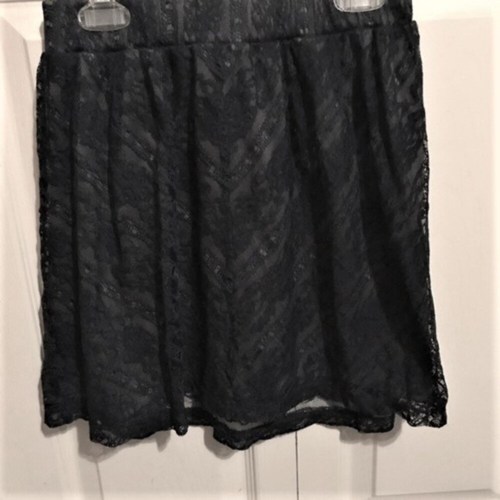 DELIA'S Size Small Navy Blue Silver Lace Skirt Stretch Flowy Mini Skater